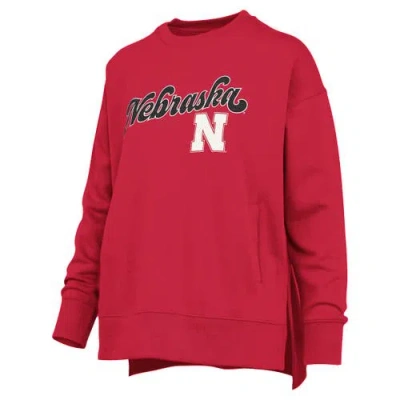 Pressbox Scarlet Nebraska Huskers Bonanza Chenille Harper Script Sweatshirt In Red