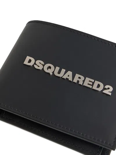 Dsquared2 Logo-plaque Leather Wallet In Black
