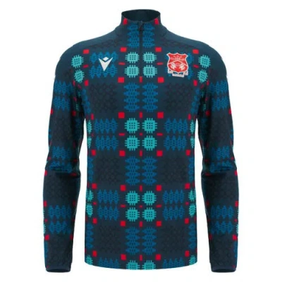 Macron Blue Wrexham Warm-up Quarter-zip Pullover In Blue