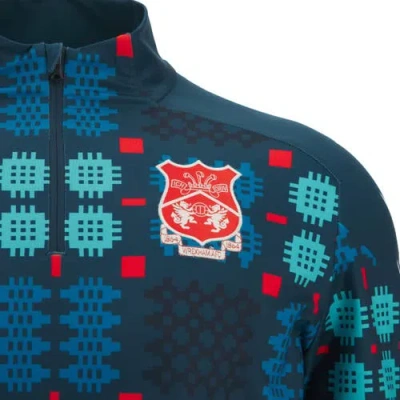 Macron Blue Wrexham Warm-up Quarter-zip Pullover In Blue
