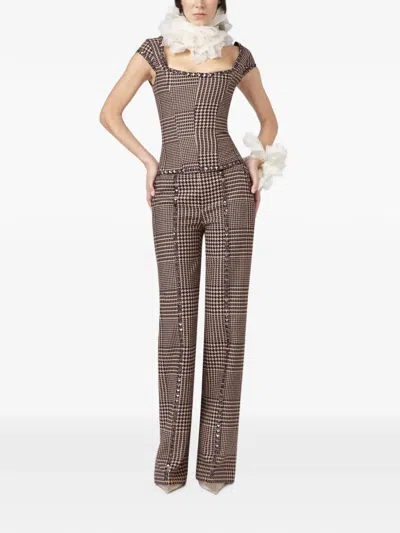 Giuseppe Di Morabito Houndstooth-pattern Stud-embellished Top In Brown