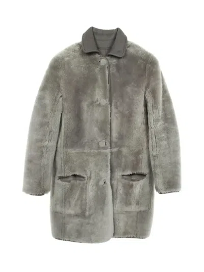 Pre-owned Celine 2000s Reversible Coat In Grey