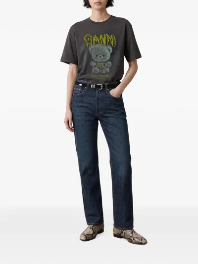 Ganni Bear-print T-shirt In Black