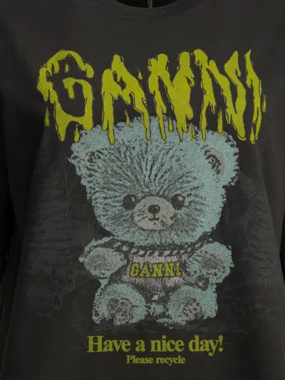 Ganni Bear-print T-shirt In Black