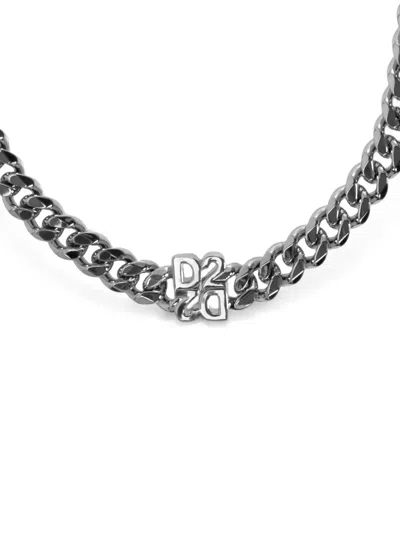 Dsquared2 Logo-plaque Chain In Silver