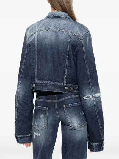 Dsquared2 Distressed-effect Denim Jacket In Black