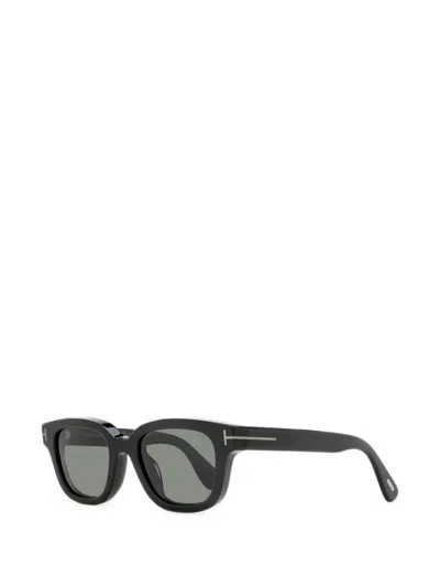 Tom Ford T-logo Rectangular-frame Sunglasses In Black