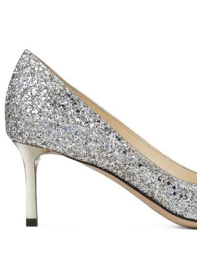 Jimmy Choo Romy Glitter-effect Pumps In Silver