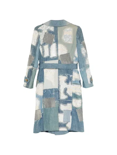 Junya Watanabe Lace Patchwork Denim Trench Coat In Multi