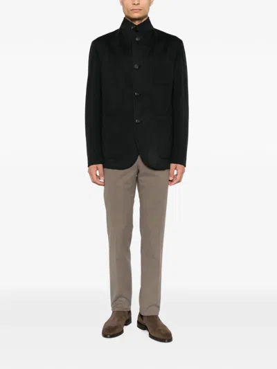 Corneliani High-neck Patch-pocket Jacket In Black
