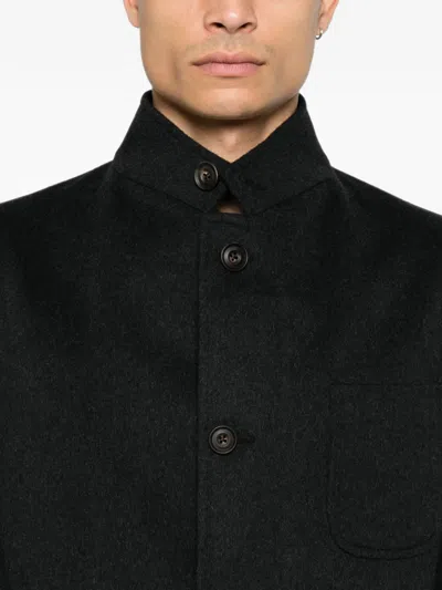 Corneliani High-neck Patch-pocket Jacket In Black