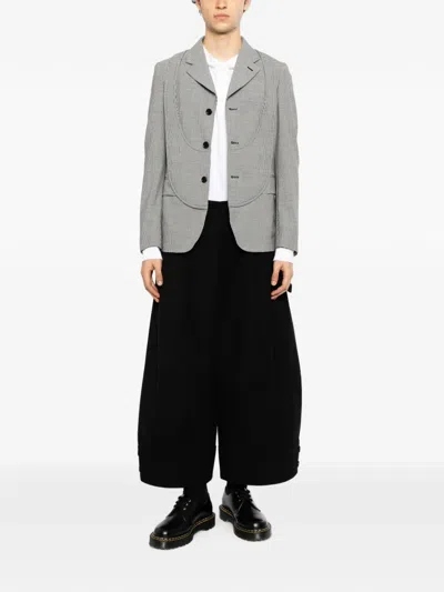 Black Comme Des Garçons Houndstooth-pattern Panelled Jacket In Gray