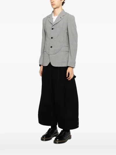 Black Comme Des Garçons Houndstooth-pattern Panelled Jacket In Gray