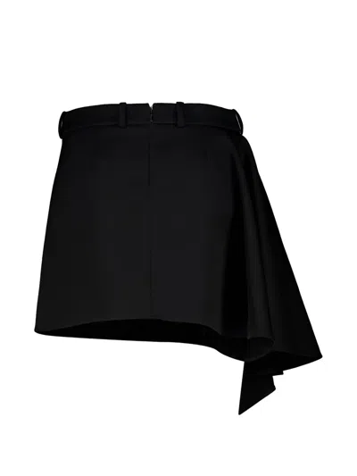 Givenchy Slashed Asymmetric Ruffled Mini Skirt In Black