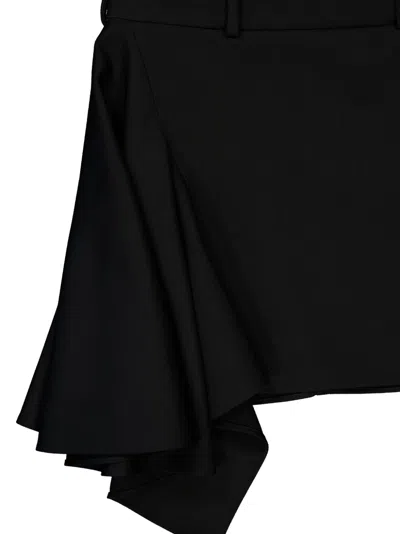 Givenchy Slashed Asymmetric Ruffled Mini Skirt In Black