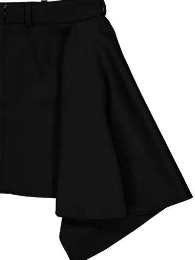 Givenchy Slashed Asymmetric Ruffled Mini Skirt In Black