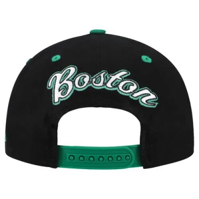 Mitchell & Ness Black/kelly Green Boston Celtics Backside Script 2-tone Pro Crown Adjustable Hat In Black