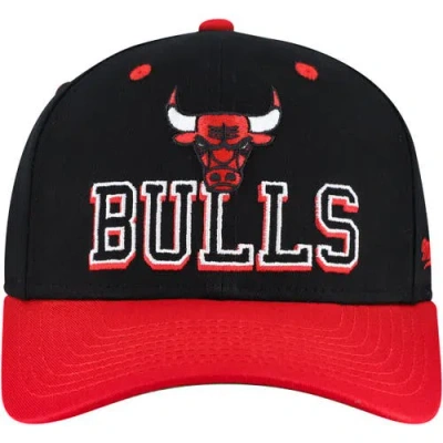 Mitchell & Ness Black/red Chicago Bulls Backside Script 2-tone Pro Crown Adjustable Hat In Black