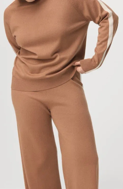 Mango Contrast Stripe Knit Pants In Brown