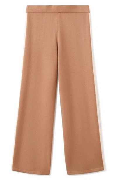 Mango Contrast Stripe Knit Pants In Brown