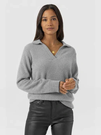 Saint + Sofia Delphi Polo Knit In Gray