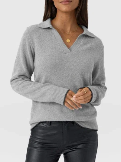 Saint + Sofia Delphi Polo Knit In Gray