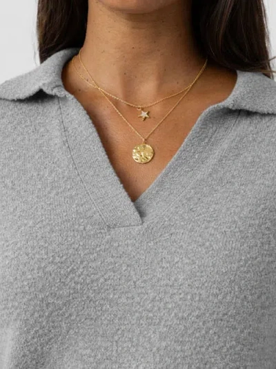 Saint + Sofia Delphi Polo Knit In Gray