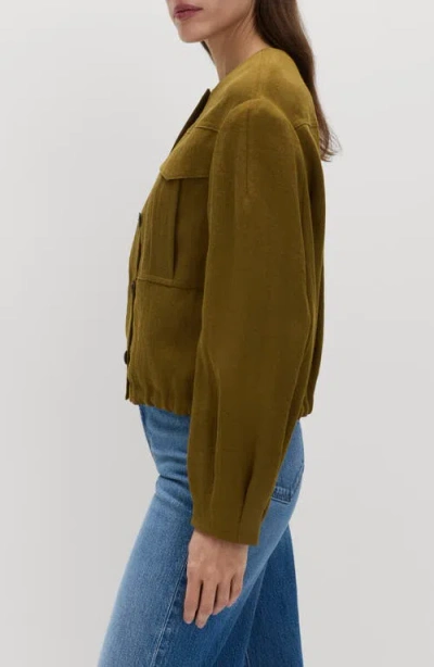 M&s Collarless Jacket In Green