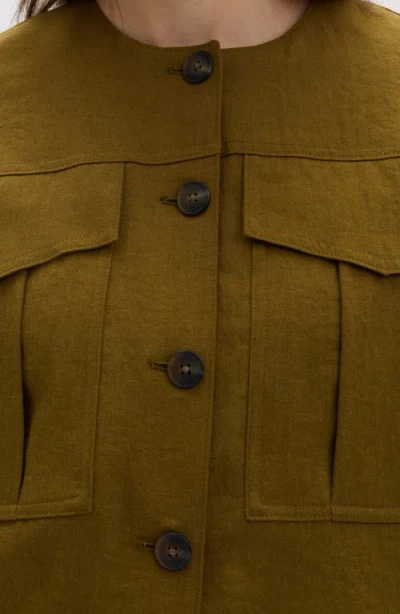 M&s Collarless Jacket In Green