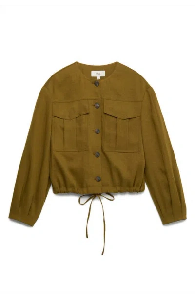 M&s Collarless Jacket In Green