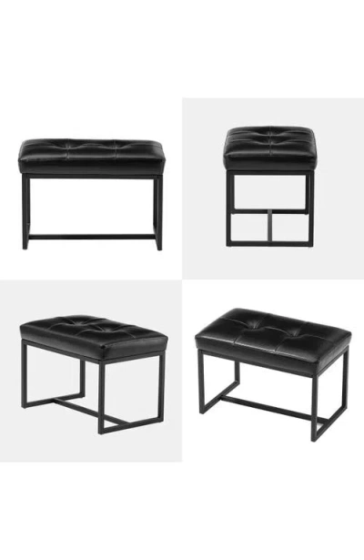 Glitzhome Modern Thick Leatherette Accent Stool With Metal Frame In Black