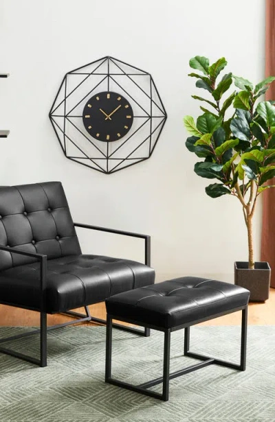 Glitzhome Modern Thick Leatherette Accent Stool With Metal Frame In Black