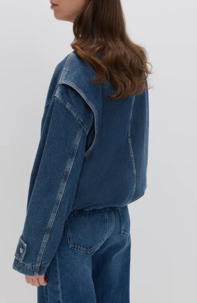 M&s Denim Bomber Jacket In Blue
