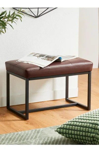 Glitzhome Modern Thick Leatherette Accent Stool With Metal Frame In Coffee