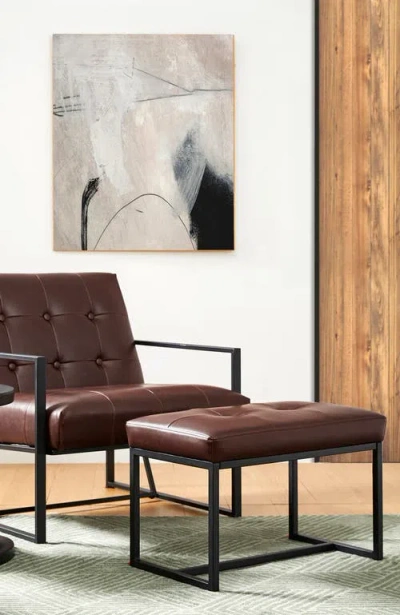 Glitzhome Modern Thick Leatherette Accent Stool With Metal Frame In Coffee