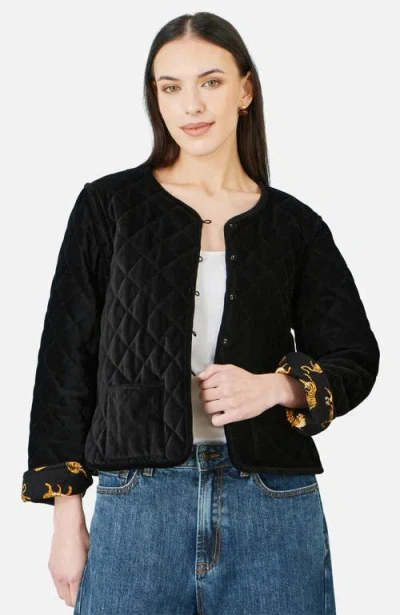 Yumi Jacket With Reversible Leopard Lining In Black