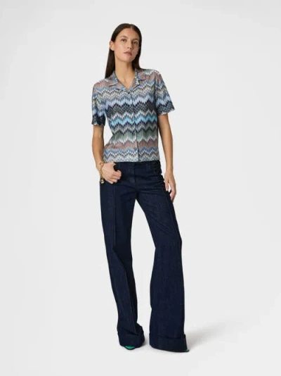 Missoni Bowling-style Shirt In Viscose Chevron With Snake Motif In Multi