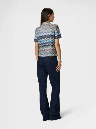 Missoni Bowling-style Shirt In Viscose Chevron With Snake Motif In Multi