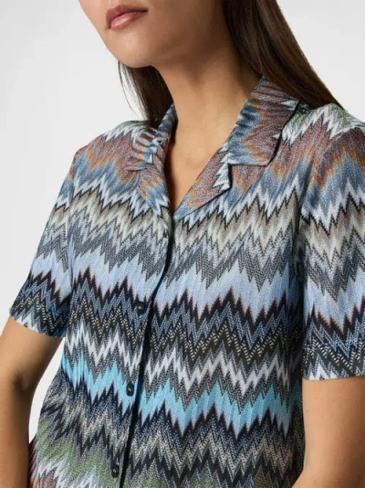 Missoni Bowling-style Shirt In Viscose Chevron With Snake Motif In Multi