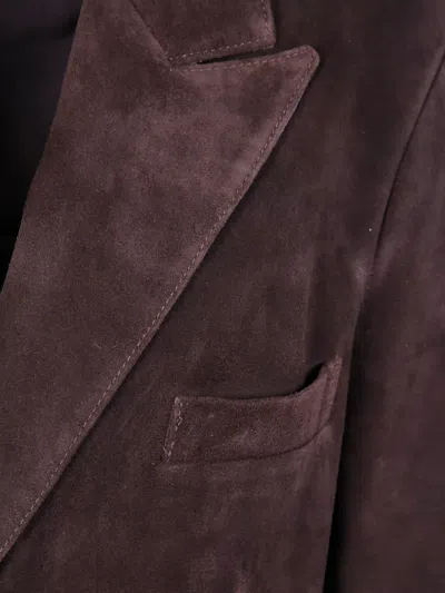 Arma Single-breasted Suede Coat In Brown