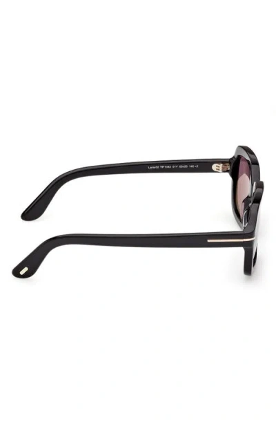 Tom Ford Lana 53mm Rectangular Sunglasses In Black/t/logo