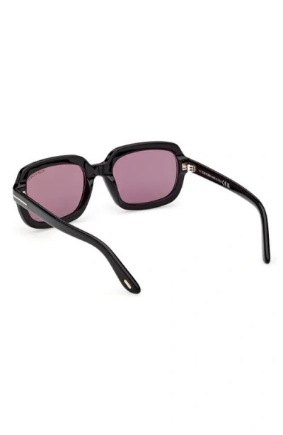 Tom Ford Lana 53mm Rectangular Sunglasses In Black/t/logo
