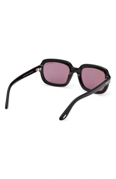 Tom Ford Lana 53mm Rectangular Sunglasses In Black/t/logo
