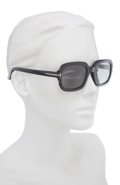 Tom Ford Lana 53mm Polarized Rectangular Sunglasses In Shiny Black/t/logo