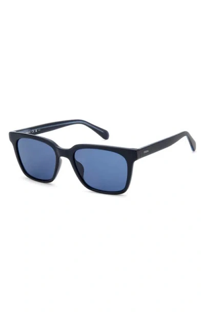 Fossil 55mm Rectangular Sunglasses In Matte Blue/blue