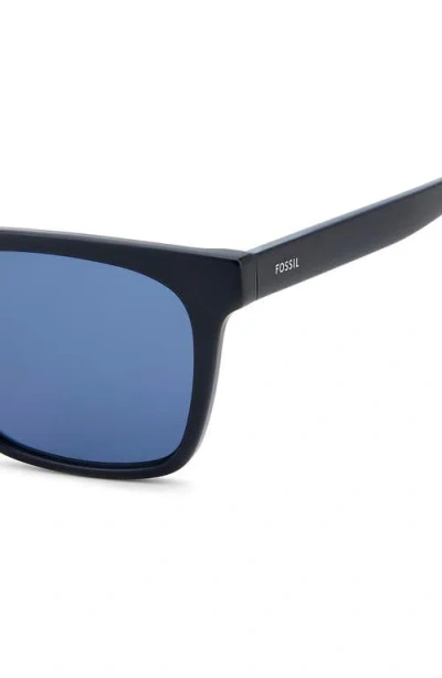 Fossil 55mm Rectangular Sunglasses In Matte Blue/blue