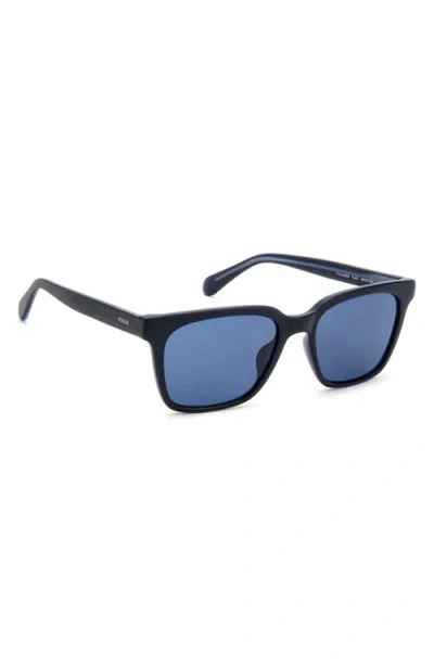 Fossil 55mm Rectangular Sunglasses In Matte Blue/blue