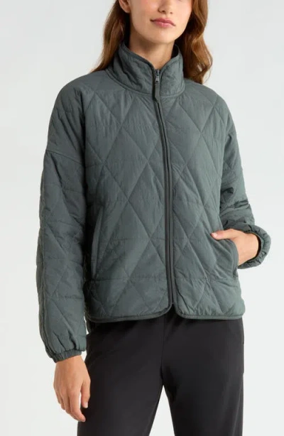 Zella Compass Quilted Packable Jacket In Green