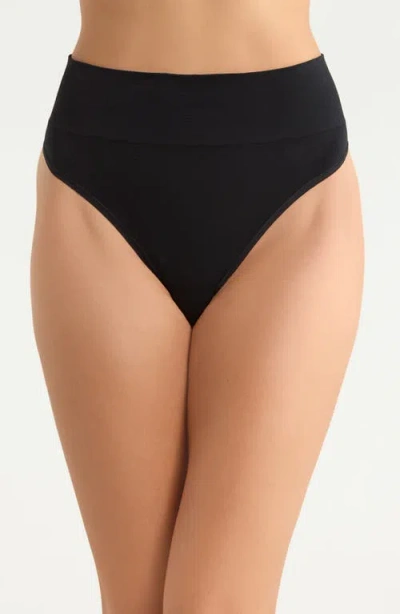 Nordstrom 3-pack Seamless Thongs In Black- Tan Multi