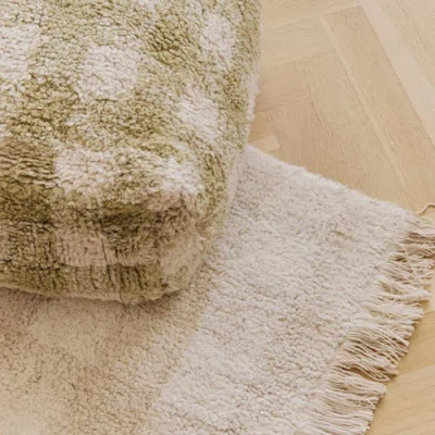Lorena Canals Pouf Vichy In Matcha/natural
